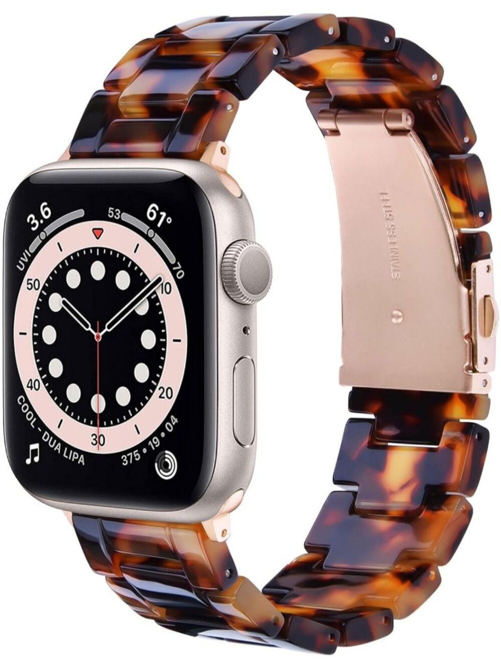 Women's Tortoiseshell Fashion Featherlight Resin Apple Band Lightweight Watch